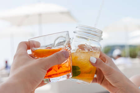two coctail glasses beach club