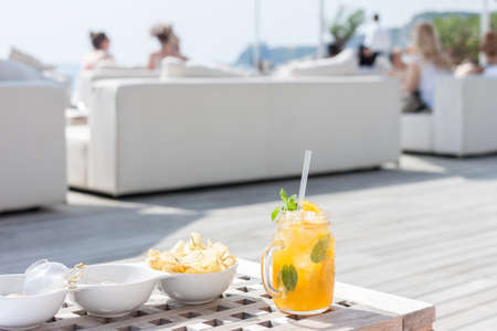 coctail glass in beach clubの写真素材