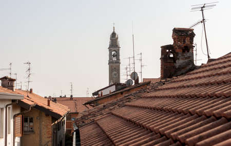 red roofs of Italyan town Lomazzoの写真素材