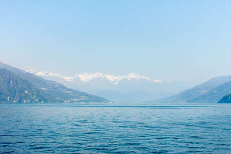Beautiful landscape of Come lake with view on mountainsの写真素材