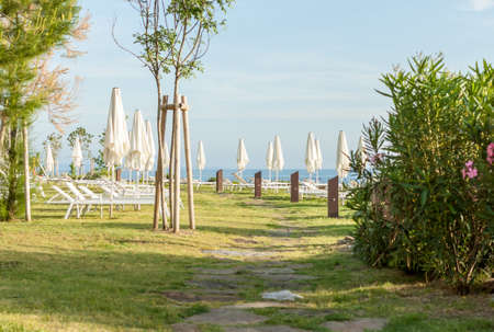 beach club over the seaの写真素材