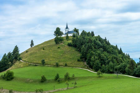 church on the hill topの写真素材