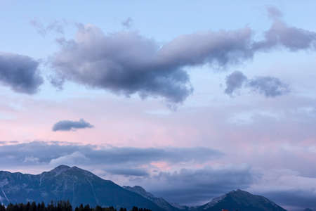 fantastic evening landscape beautiful cloudy skyの写真素材