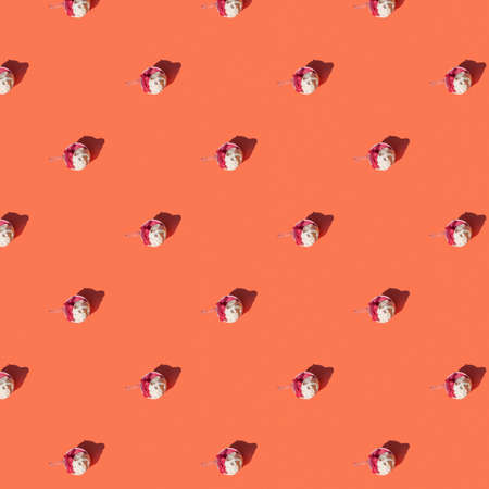 colorful ice cream in a cup on orange background patternの写真素材