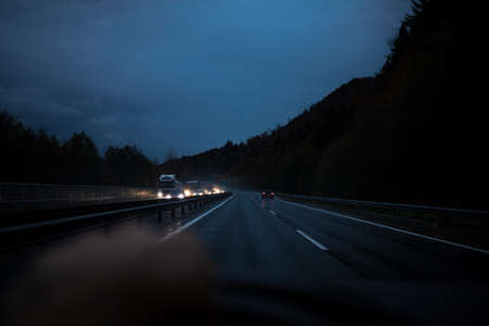 driving at night first-person view bad visibility