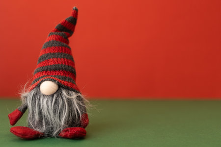 Little christmas gnome gonk with copy space backgroundの写真素材