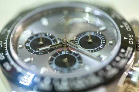 LJUBLJANA, SLOVENIA - December 12, 2021: Luxury watch Rolex Oyster Perpetual close up with selective focusのeditorial素材