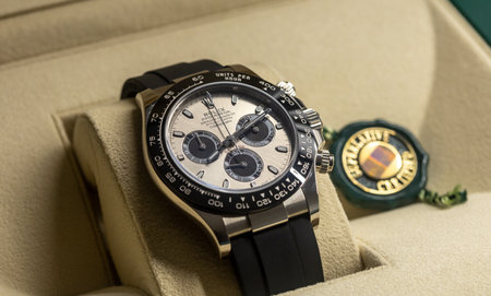 LJUBLJANA, SLOVENIA - December 12, 2021: Luxury watch Rolex Oyster Perpetual close up with selective focusのeditorial素材