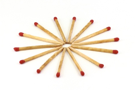 red color head matches isolated on white の写真素材
