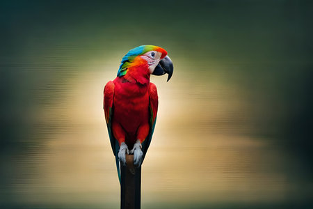 Ai Generated. Colorful parrot isolated on black backgroundの素材