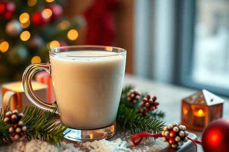 Eggnog with cinnamon for Christmas and winter holidays.の写真素材