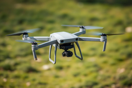 Operator uses remote control for FPV UAV drone