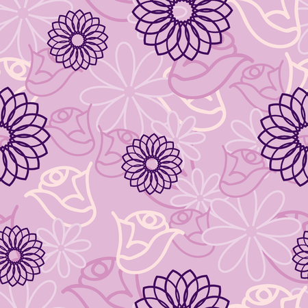 Pink Hidden Flower seamless pattern background.のイラスト素材