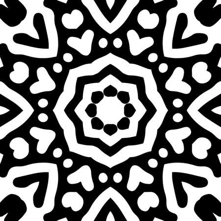 Intricate geometric pattern in classic black and white seamless pattern vector background.のイラスト素材