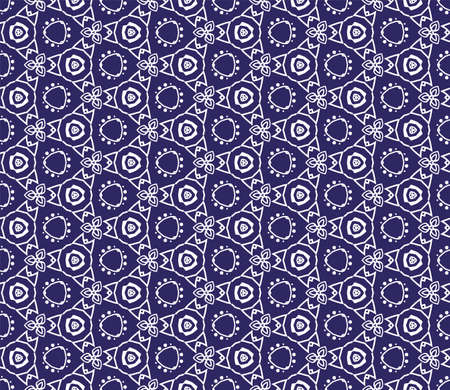 Intricate geometric pattern in classic blue and white seamless pattern vector background
