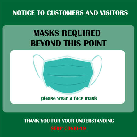 Wear face mask symbol. Please do not enter without a face mask. Protect yourself from coronavirus concept. Mandatory surgical mask sign vector. New normal during coronavirus. Social distancing symbol.のイラスト素材