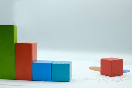 Bar Graph, Chart and Line Graph.  Green, red and blue bar graphs on my sample report that print out to show line and chart graphs. Budget and planning report concept.