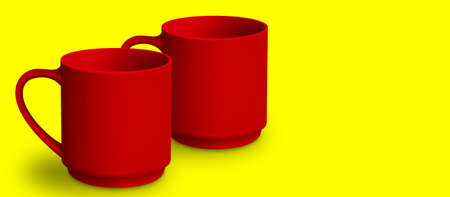 Blank mug mockup isolated on colored 3D rendering. added copy space for text. suitable for your design project.の写真素材