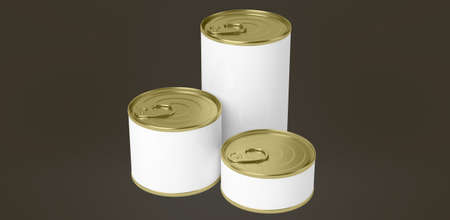 Food tin cans on colored isolated background. 3d rendering. suitable for your design element.