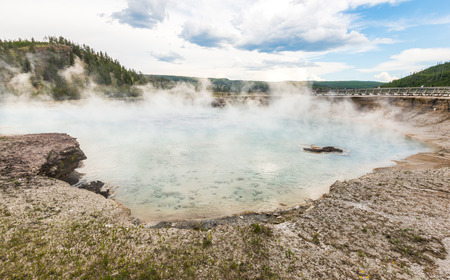 some scenic view of landscape in geysers area in yellow stone,Wy,usa.