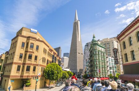 scene of downtown san francisco with a lot of building on the day for editorial use only.  -shoot on 04/20/16.のeditorial素材