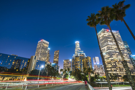 scenic view in freeway in downtown Los angeles at night,California,usa.  -07/13/16. for editorial.のeditorial素材