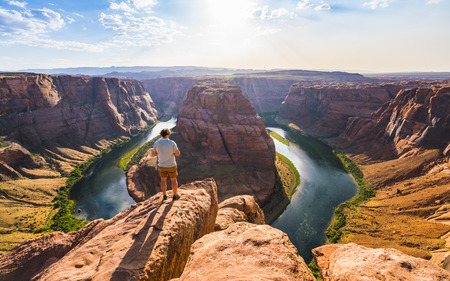 beautiful horseshoe bend on sunny day,Page,Arizona,usa.の写真素材