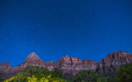 Zion national park at night with star,utah,usa.