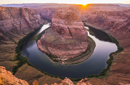 beautiful horseshoe bend at sunset ,page,arizona,usa.の写真素材