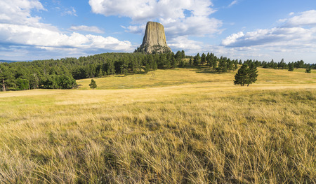 Devils Tower National Monumenton sunny day ,wyoming,usa.の写真素材
