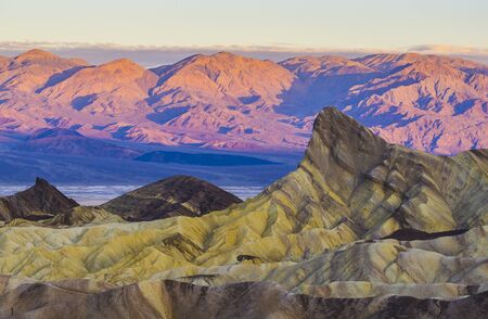 zabriskie point at sunset,death valley national park,california,usa.の写真素材