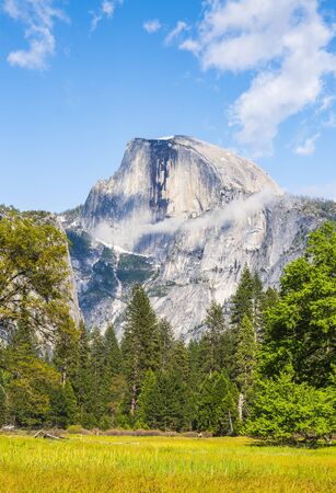 half dome on sunny day,yosemite national park,california,usa.の写真素材
