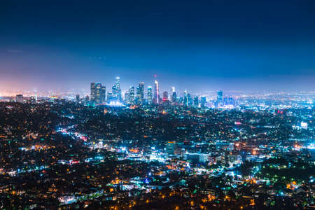 los angeles,california,usa,05-17-17: los angeles skyline at night.のeditorial素材