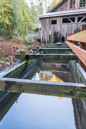 millrace  in old grist mill,Washington,usa.の写真素材