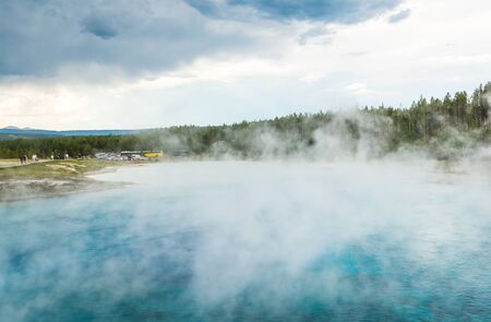 some scenic view of landscape in geysers area in yellow stone,Wy,usa.の写真素材
