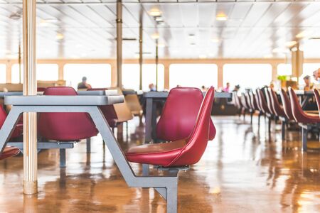 scene of seat in cafeteria in ferry.の写真素材