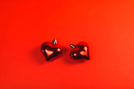 red ornaments on red background..の写真素材