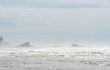 scene of sea wave and sea stack on the windy day. -vintage..の写真素材