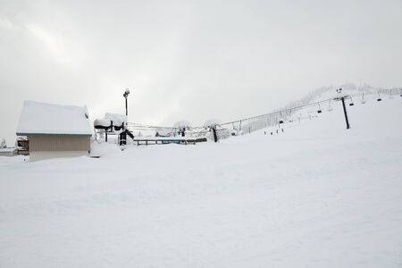 scene of ski lift s  over the mountain..の写真素材