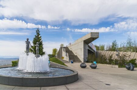 seattle waetr front on sunndy day,Seattle,Washington,usa.の写真素材