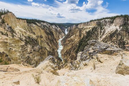 upper falls on the day in yellow stone Yellowstone National park,Wyoming.usa.の写真素材