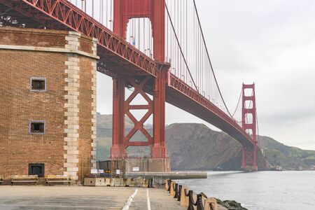 Golden gate in the morning with fog as usually,San Francisco,California,usa.の写真素材