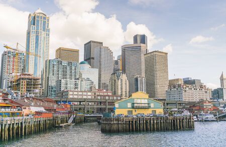 seattle waetr front on sunndy day,Seattle,Washington,usa.   for editorial use only.の写真素材