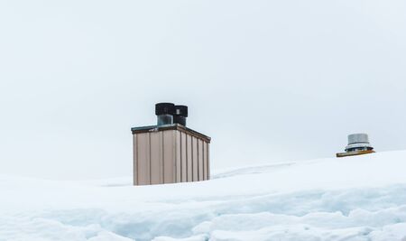 snow on the roof  of restuarant  in ski resort.の写真素材