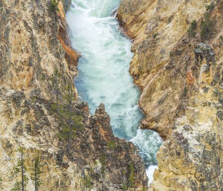 upper falls on the day in yellow stone Yellowstone National park,Wyoming.usa.の写真素材