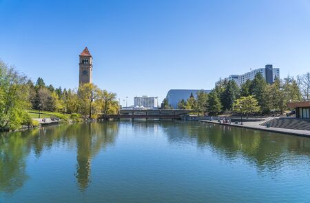 watch tower in Riverfront Park on the sunny day,Spokane,Washington,usa.の写真素材