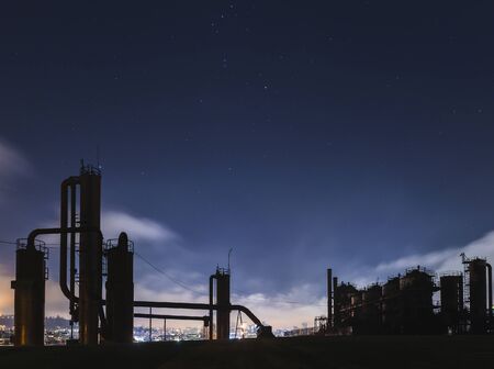 Gas Works Park at night Seattle,Washington,USA.の写真素材
