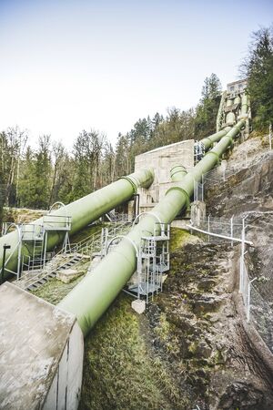 double green penstock for transfer a lot of water for generate electric power.の写真素材
