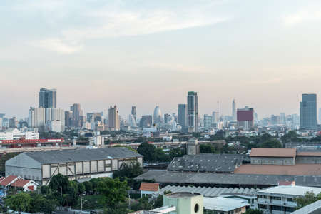 Cityscape from the window with many high building