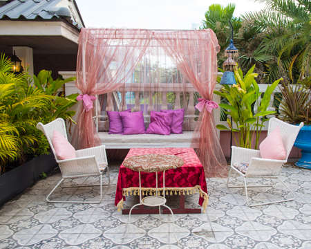 CHIANG RAI, THAILAND - May 26, 2017: Relax zone at the hotel decorate with morocco style.
